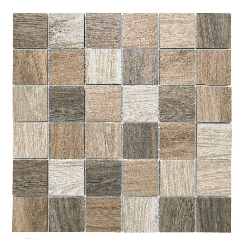 Mosaico WOOD-1 4,8x4,8 marrone/beige  porcellanatomosaik