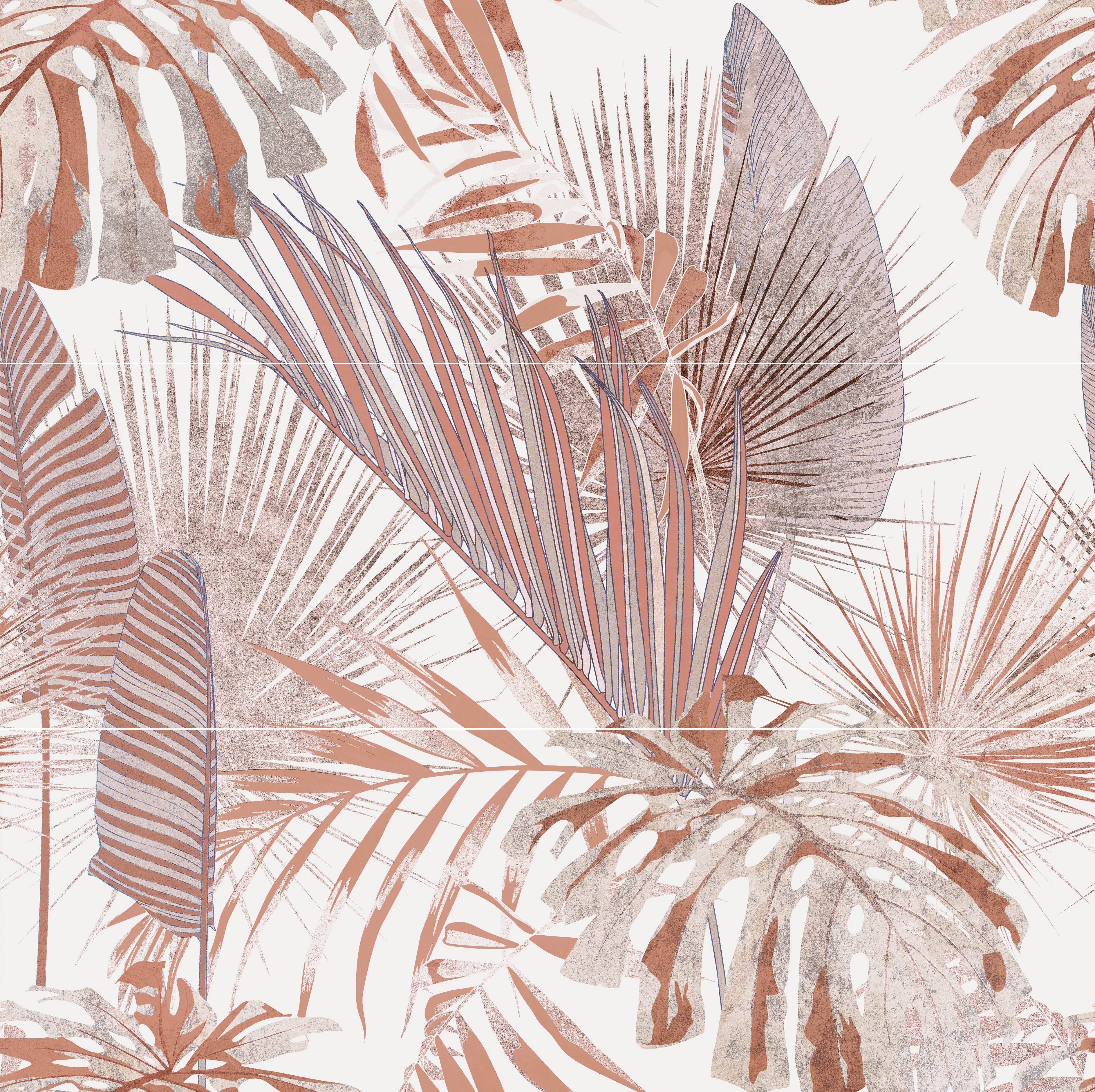 Muurplaat FASHION leaves warm 3er Set 120x120
