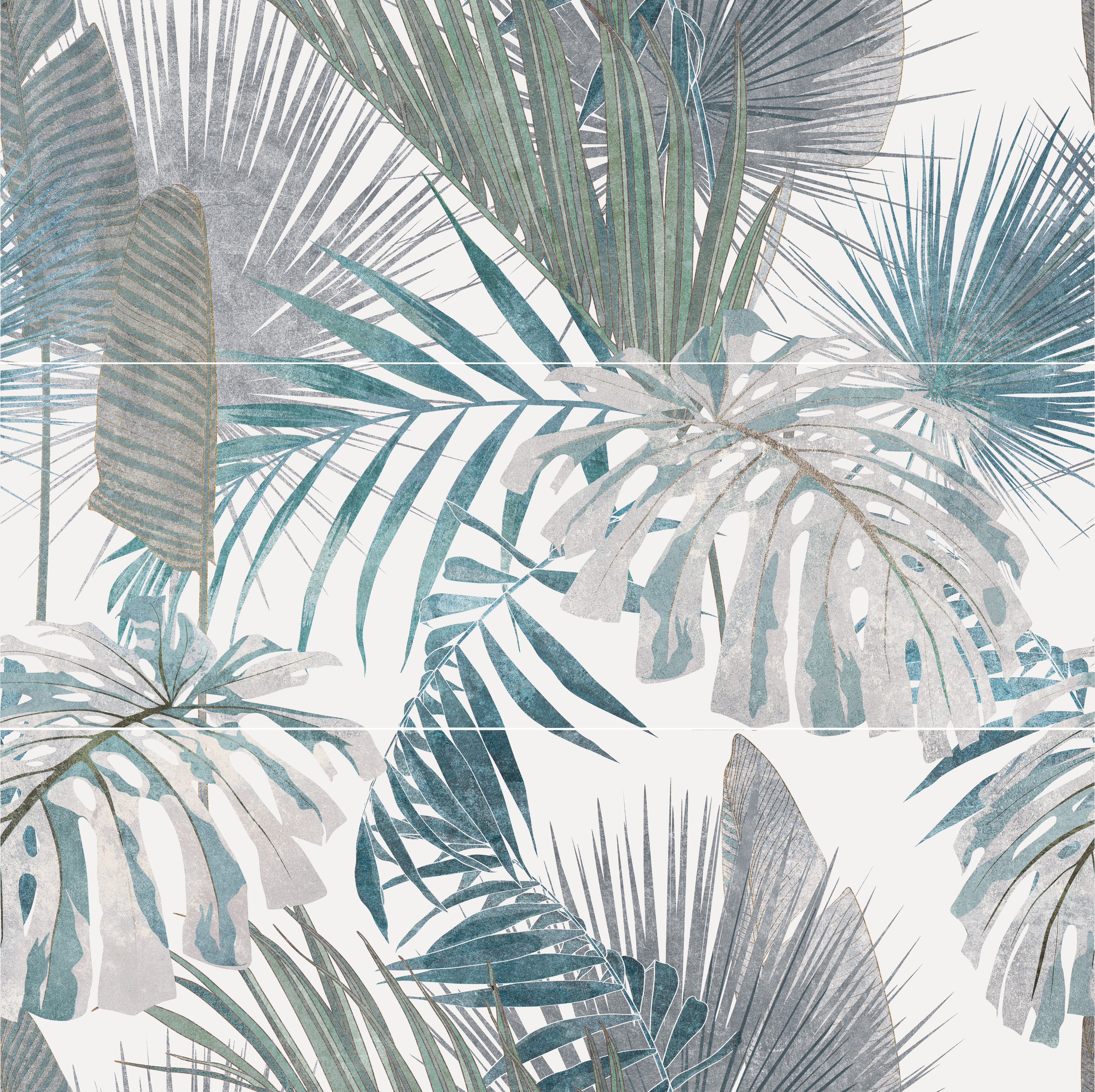 Muurplaat FASHION leaves fresh 3er Set 120x120
